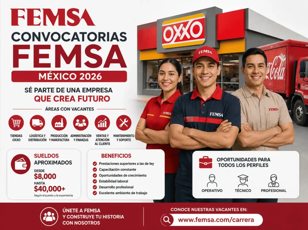 🏪 Convocatorias FEMSA México 2026: Vacantes, Sueldos y Requisitos